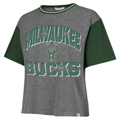 Milwaukee Bucks '47 Women's Rise Clubhouse Ziggy Color Block T-Shirt - Gray | 47 brand outlet