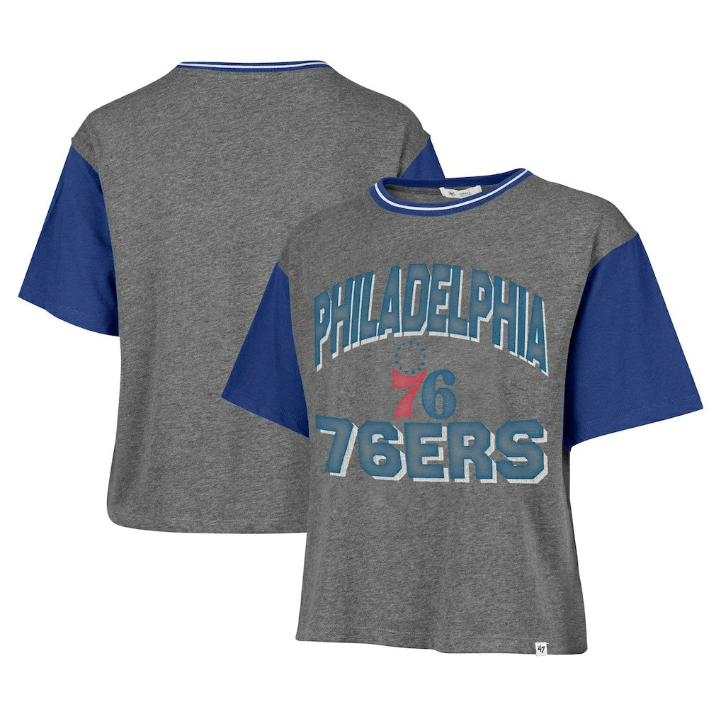 Philadelphia 76ers '47 Women's Rise Clubhouse Ziggy Color Block T-Shirt - Gray | 47 brand for sale