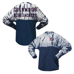 Columbus Blue Jackets Spirit Jersey Unisex Crystal Half Dye Long Sleeve T-Shirt Navy