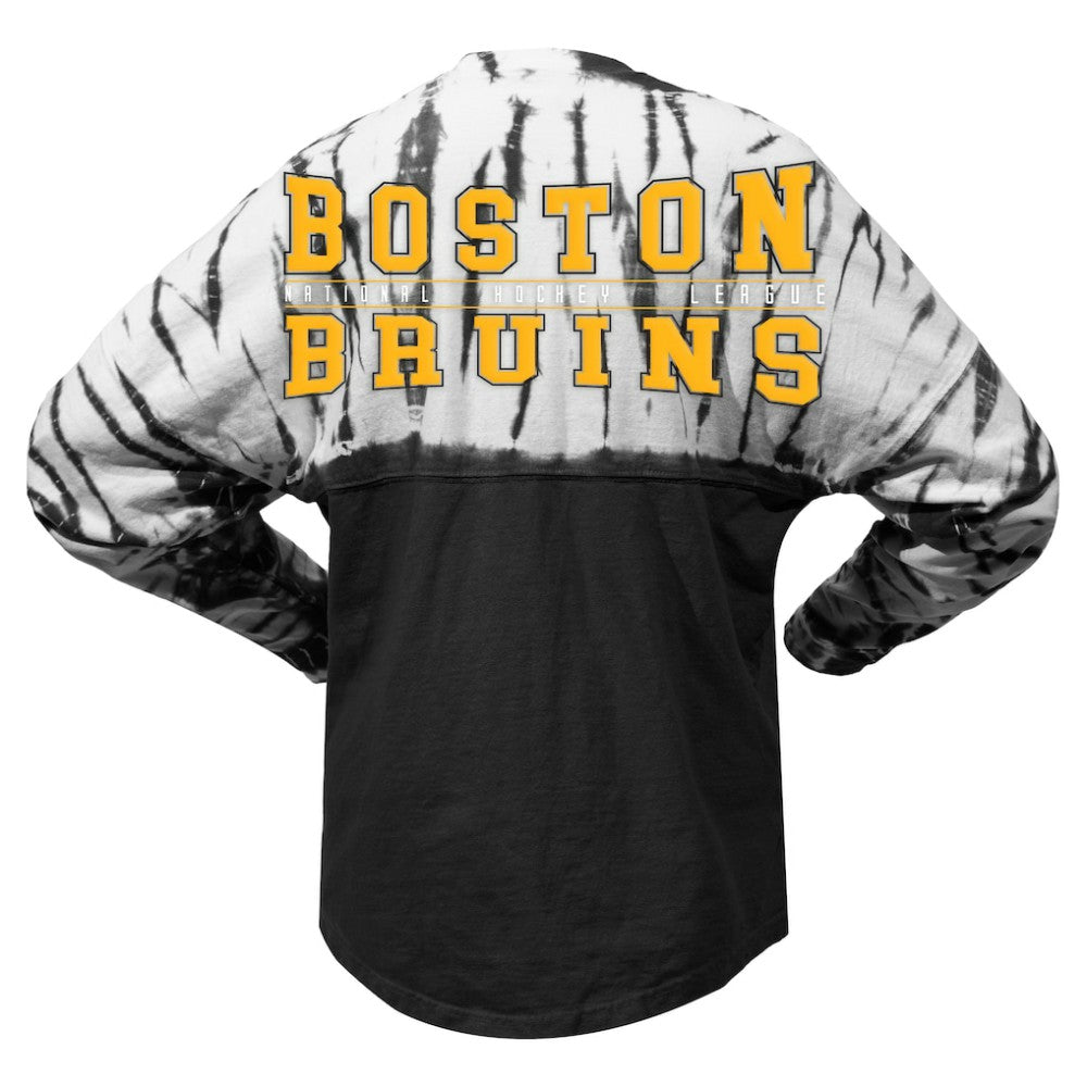 Boston Bruins Spirit Jersey Unisex Crystal Half Dye Long Sleeve T-Shirt Black