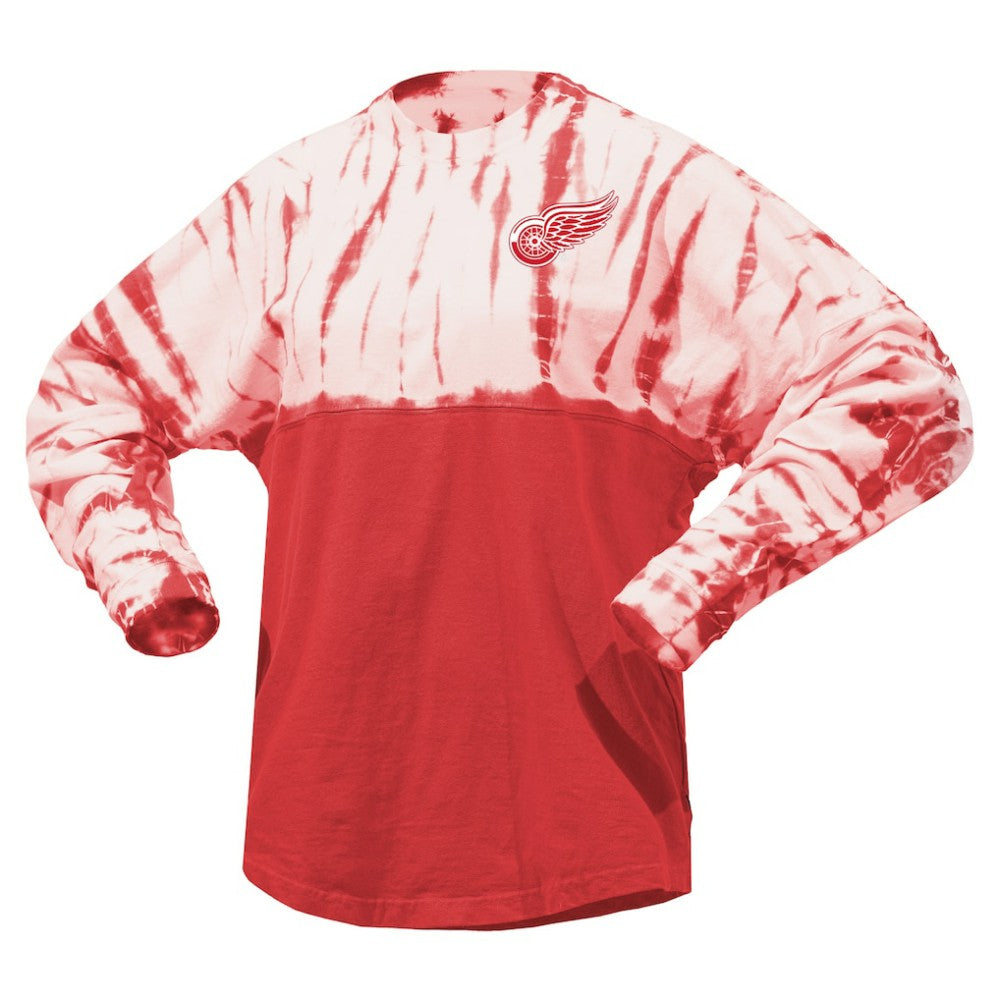 Detroit Red Wings Spirit Jersey Unisex Crystal Half Dye Long Sleeve T-Shirt Red