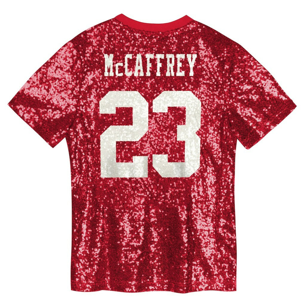 Christian McCaffrey San Francisco 49ers Women's Player Name & Number V-Neck Fashion Jersey - Scarlet outlet