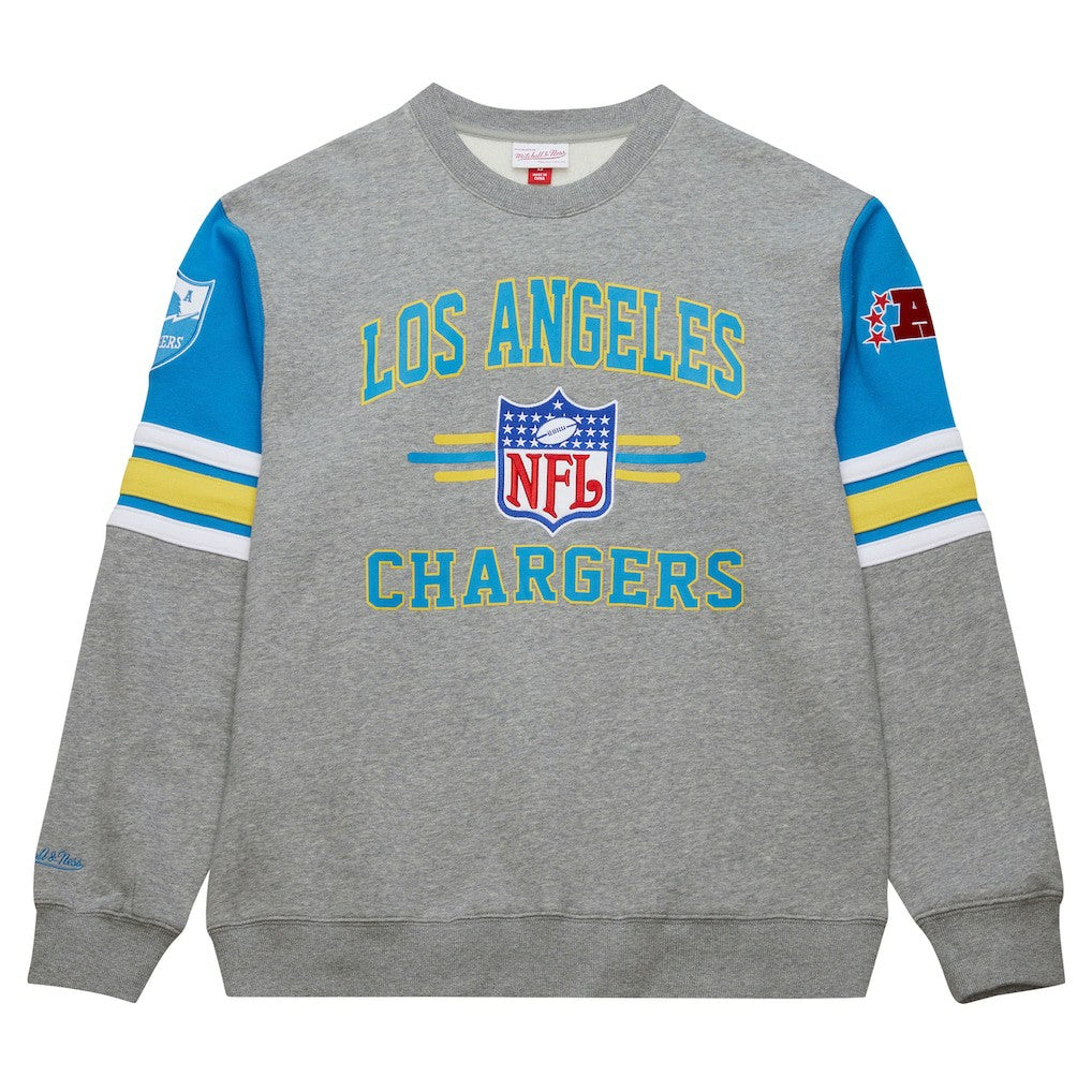 Los Angeles Chargers All Over 4.0 Vintage Logo Pullover Sweatshirt - Heather Gray sale