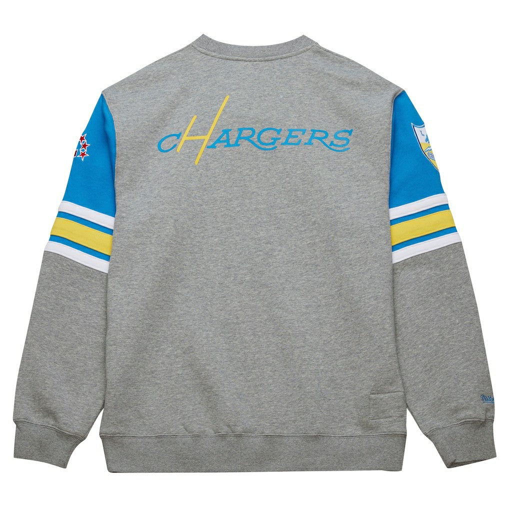 Los Angeles Chargers All Over 4.0 Vintage Logo Pullover Sweatshirt - Heather Gray sale
