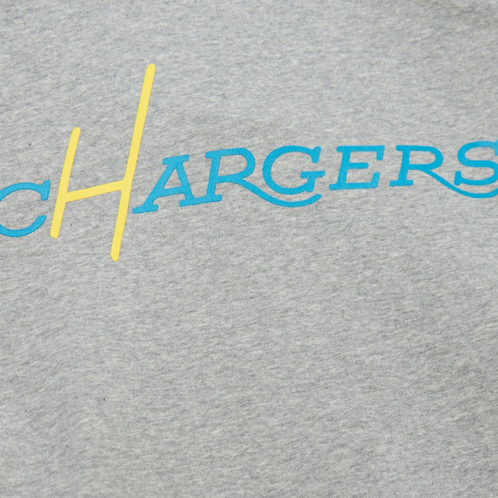 Los Angeles Chargers All Over 4.0 Vintage Logo Pullover Sweatshirt - Heather Gray sale
