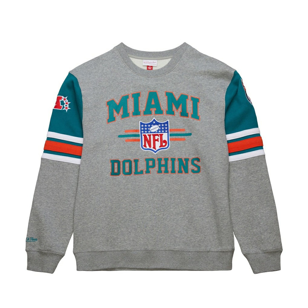 Miami Dolphins All Over 4.0 Vintage Logo Pullover Sweatshirt - Heather Gray discount