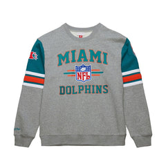 Miami Dolphins All Over 4.0 Vintage Logo Pullover Sweatshirt - Heather Gray discount