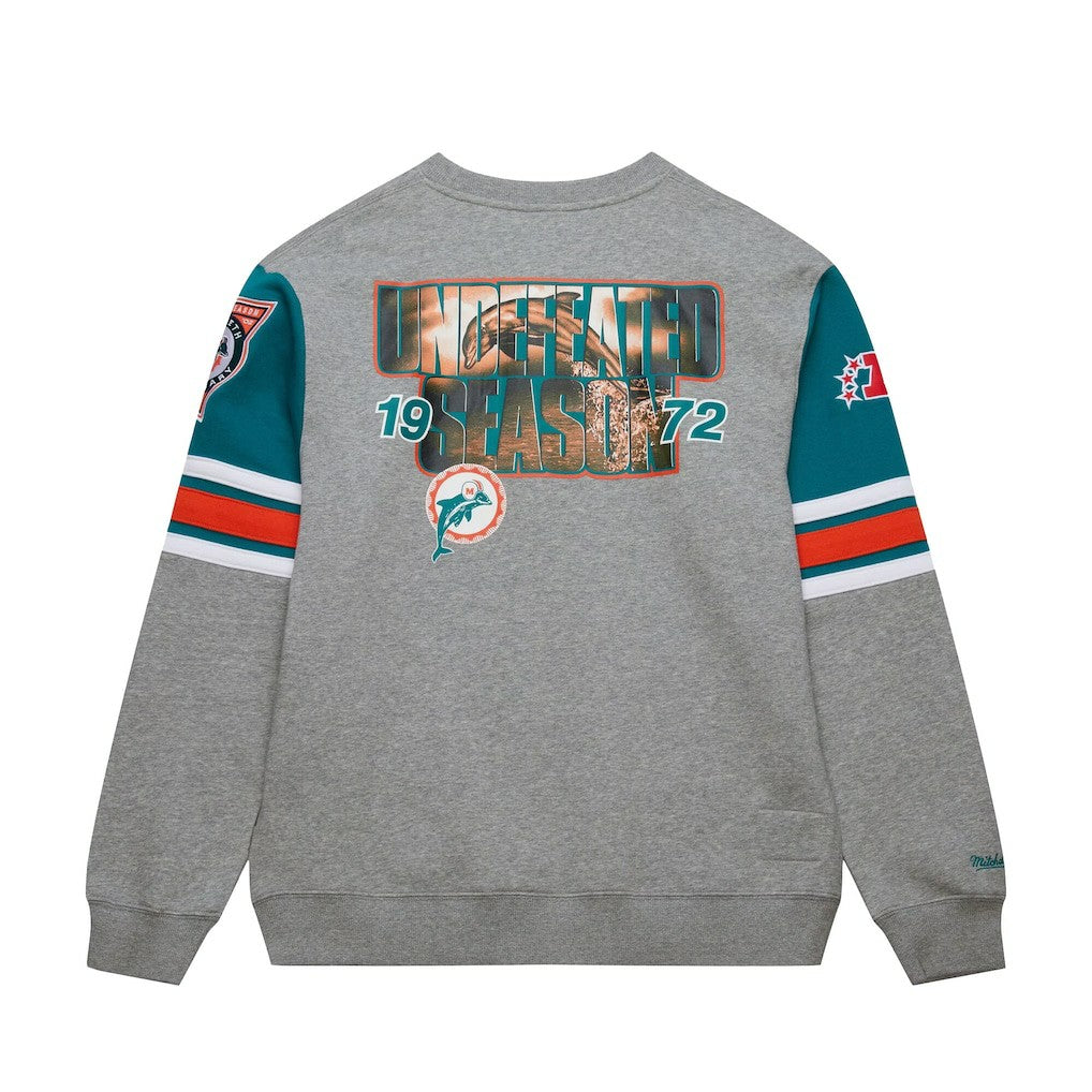 Miami Dolphins All Over 4.0 Vintage Logo Pullover Sweatshirt - Heather Gray discount