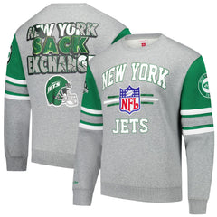 New York Jets All Over 4.0 Vintage Logo Pullover Sweatshirt - Heather Gray outlet