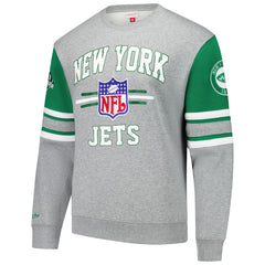 New York Jets All Over 4.0 Vintage Logo Pullover Sweatshirt - Heather Gray outlet