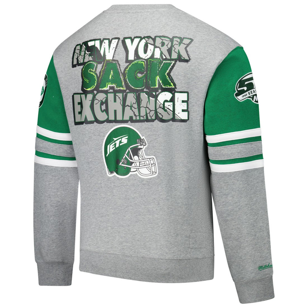 New York Jets All Over 4.0 Vintage Logo Pullover Sweatshirt - Heather Gray outlet