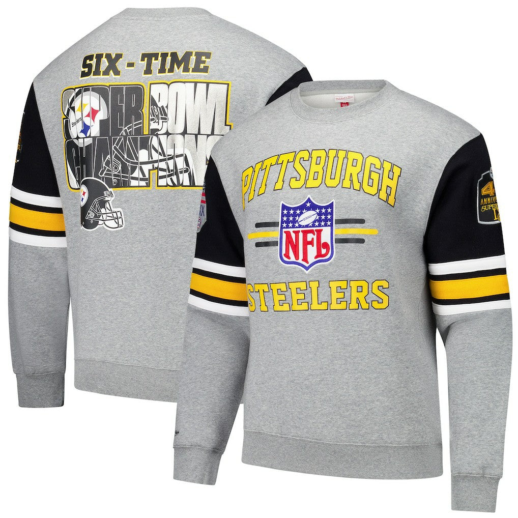 Pittsburgh Steelers All Over 4.0 Vintage Logo Pullover Sweatshirt - Heather Gray sale