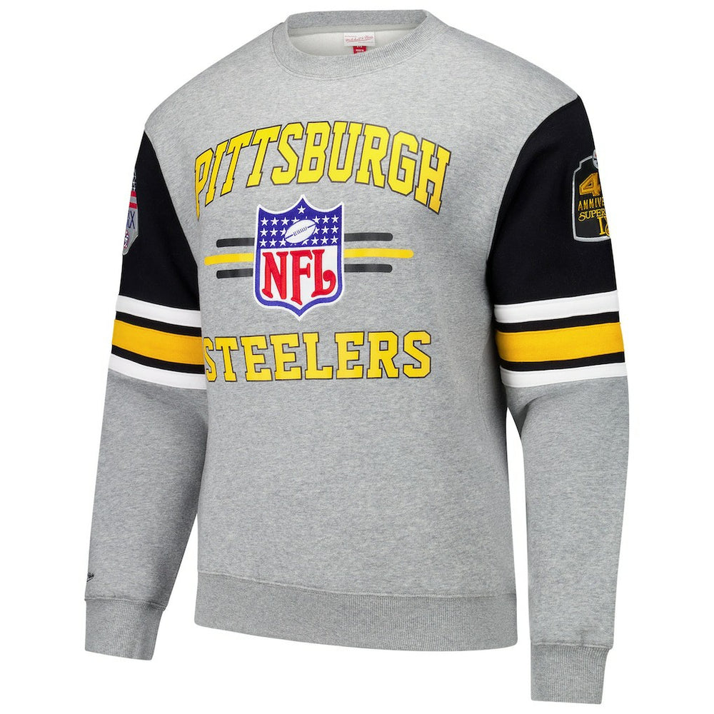 Pittsburgh Steelers All Over 4.0 Vintage Logo Pullover Sweatshirt - Heather Gray sale