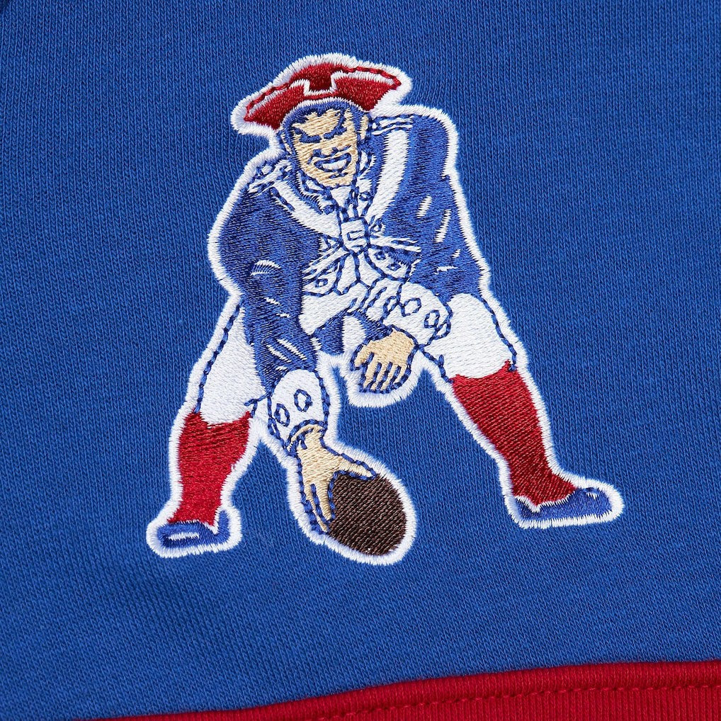 New England Patriots Vintage Logo Head Coach Fleece Pullover Hoodie - Royal on sale
