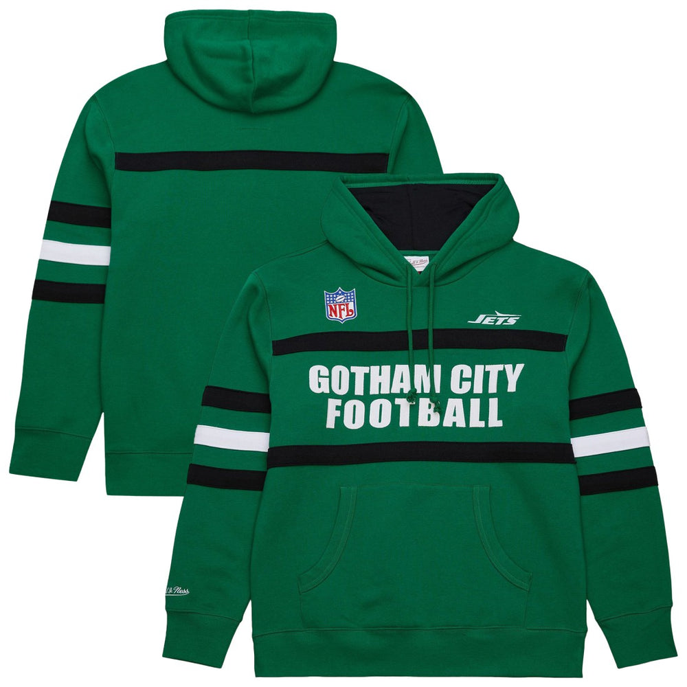 New York Jets Vintage Logo Head Coach Fleece Pullover Hoodie - Kelly Green discount