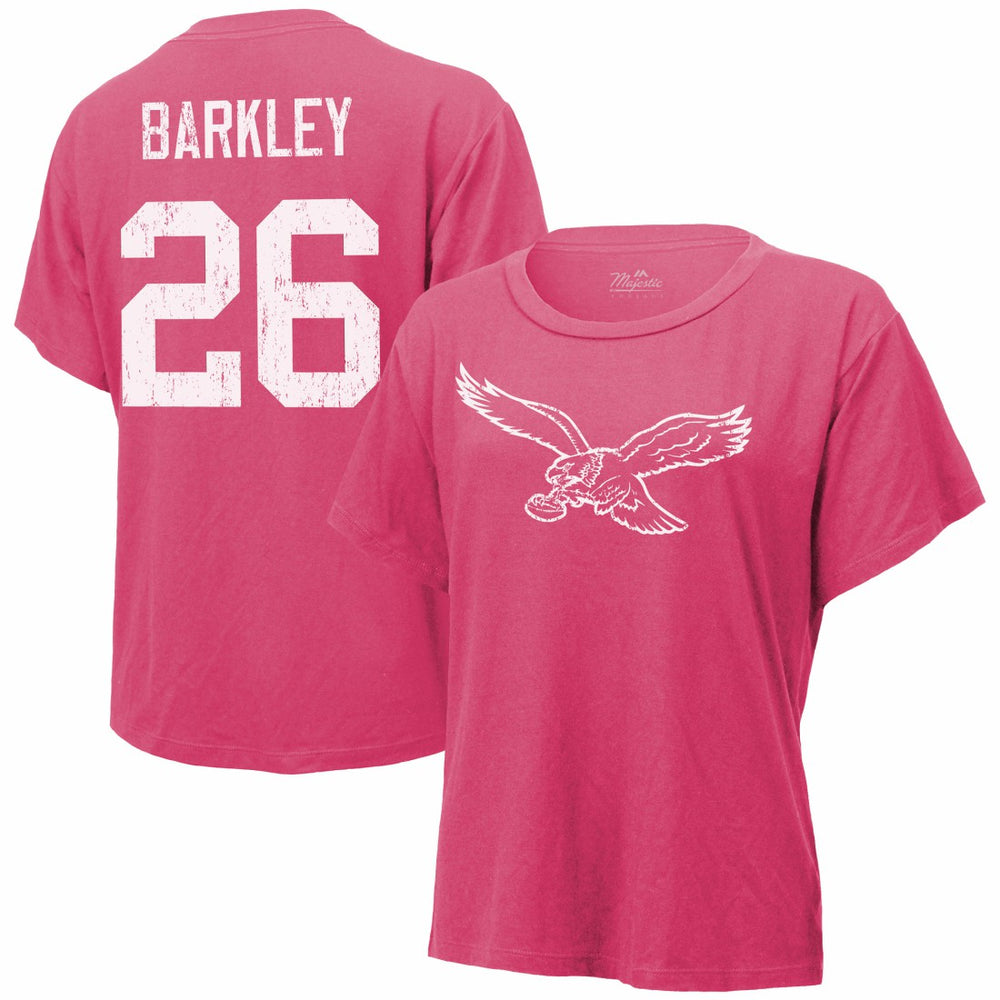 Saquon Barkley Philadelphia Eagles Majestic Threads Women's Name & Number T-Shirt - Pink on sale