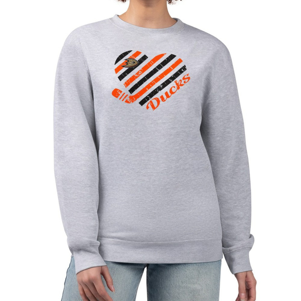 Anaheim Ducks G-III 4Her by Carl Banks Women's Heart Graphic Pullover Sweatshirt Heather Gray