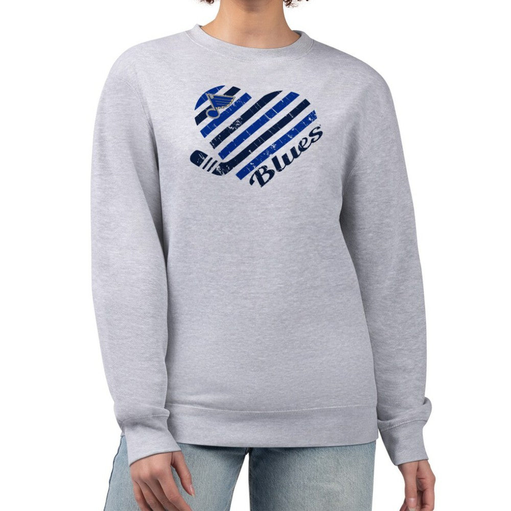 St. Louis Blues G-III 4Her by Carl Banks Women's Heart Graphic Pullover Sweatshirt Heather Gray