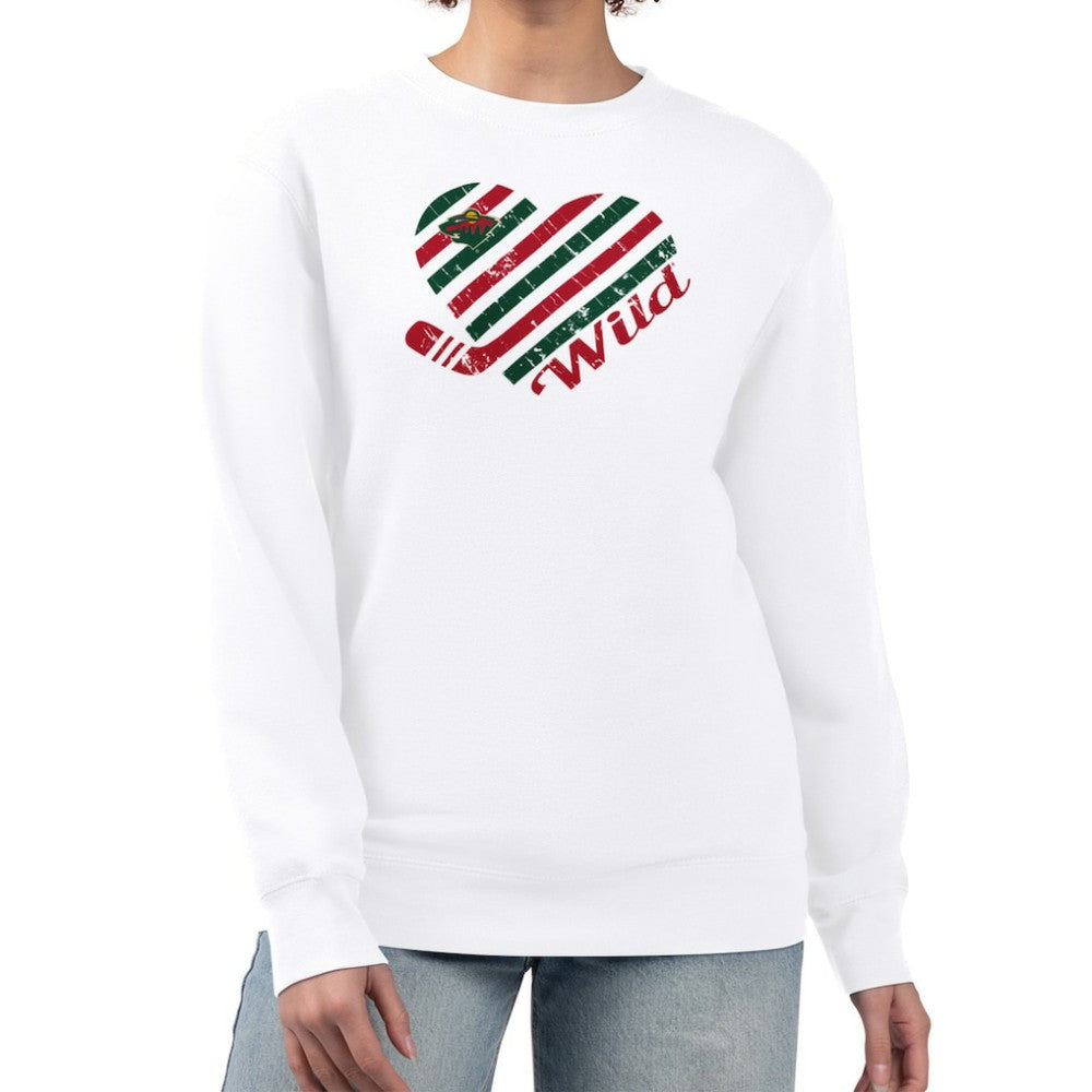 Minnesota Wild G-III 4Her by Carl Banks Women's Heart Graphic Pullover Sweatshirt White
