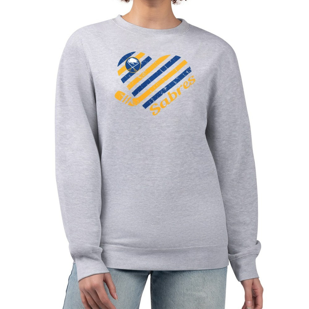 Buffalo Sabres G-III 4Her by Carl Banks Women's Heart Graphic Pullover Sweatshirt Heather Gray