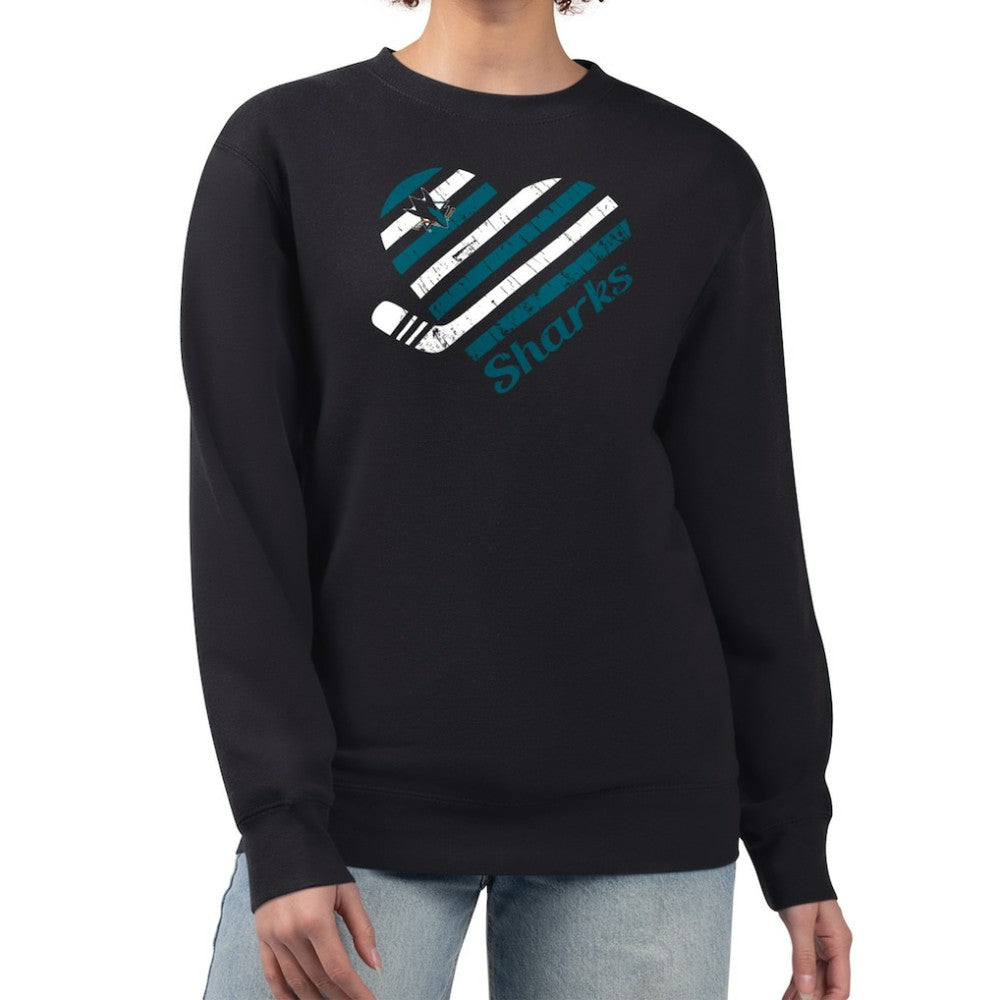 San Jose Sharks G-III 4Her by Carl Banks Women's Heart Graphic Pullover Sweatshirt Black