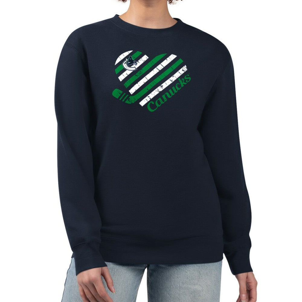 Vancouver Canucks G-III 4Her by Carl Banks Women's Heart Graphic Pullover Sweatshirt Navy