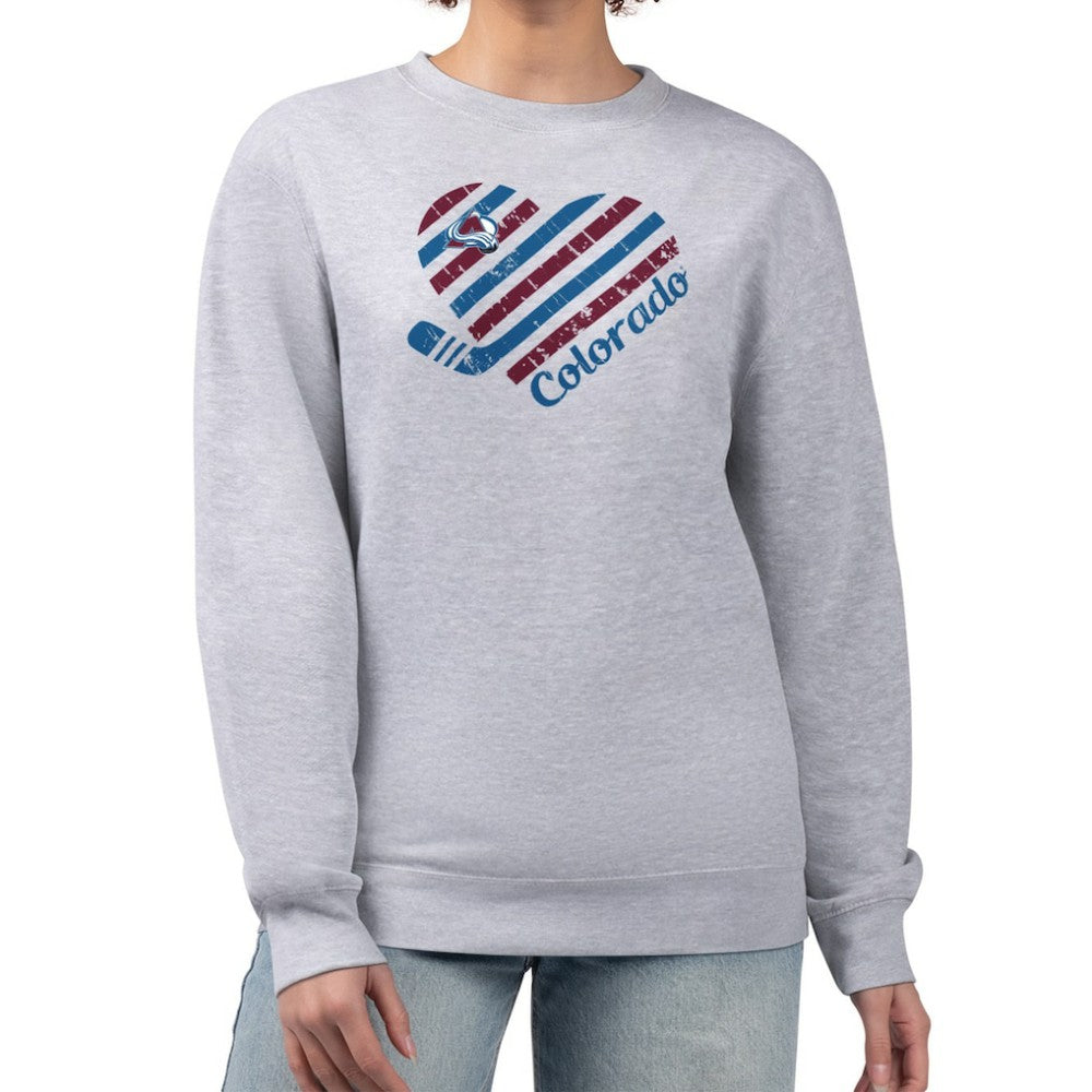Colorado Avalanche G-III 4Her by Carl Banks Women's Heart Graphic Pullover Sweatshirt Heather Gray
