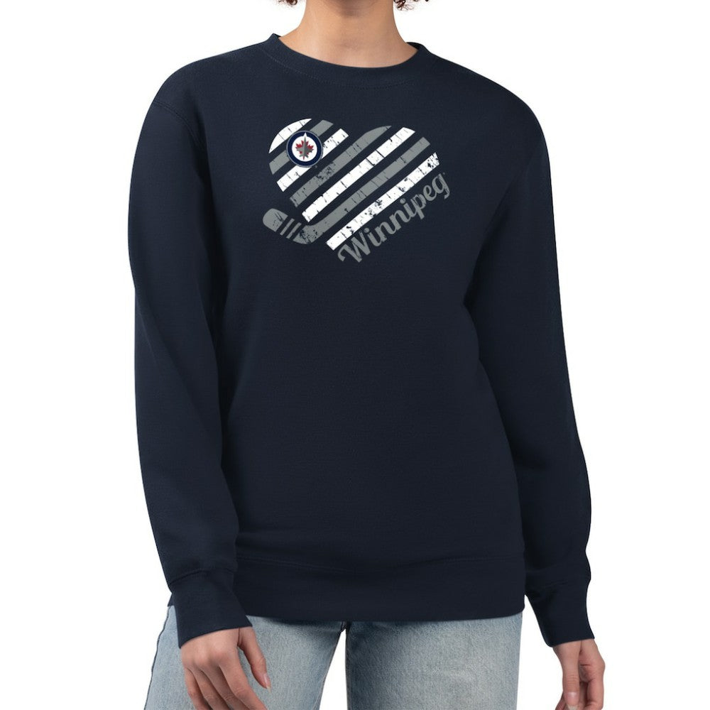 Winnipeg Jets G-III 4Her by Carl Banks Women's Heart Graphic Pullover Sweatshirt Navy