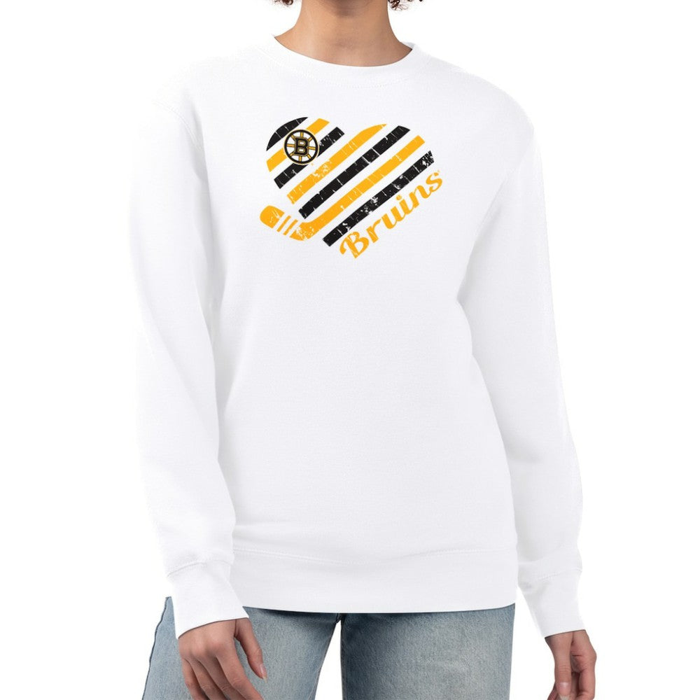 Boston Bruins G-III 4Her by Carl Banks Women's Heart Graphic Pullover Sweatshirt White