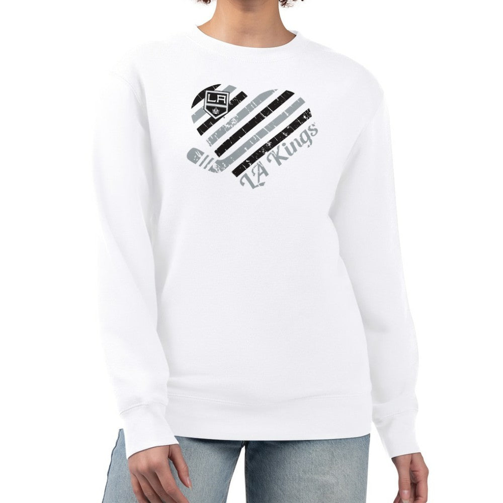 Los Angeles Kings G-III 4Her by Carl Banks Women's Heart Graphic Pullover Sweatshirt White