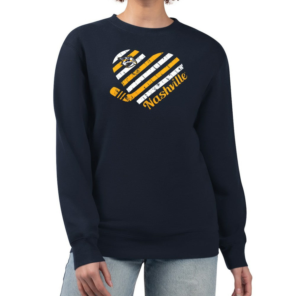 Nashville Predators G-III 4Her by Carl Banks Women's Heart Graphic Pullover Sweatshirt Navy