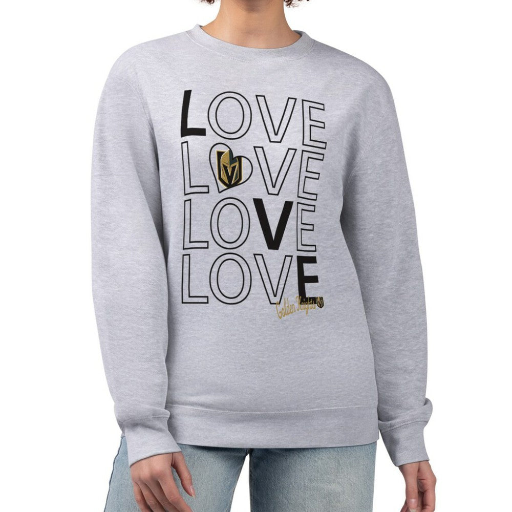 Vegas Golden Knights G-III 4Her by Carl Banks Women's Lots Of Love Team Logo Graphic Pullover Sweatshirt Heather Gray