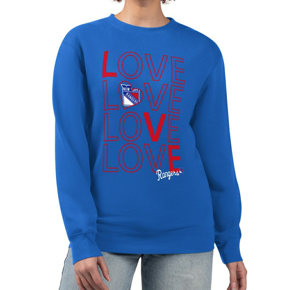 New York Rangers G-III 4Her by Carl Banks Women's Lots Of Love Team Logo Graphic Pullover Sweatshirt Blue