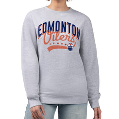 Edmonton Oilers G-III 4Her by Carl Banks Women's Filigree Team Graphic Fleece Pullover Sweatshirt Heather Gray