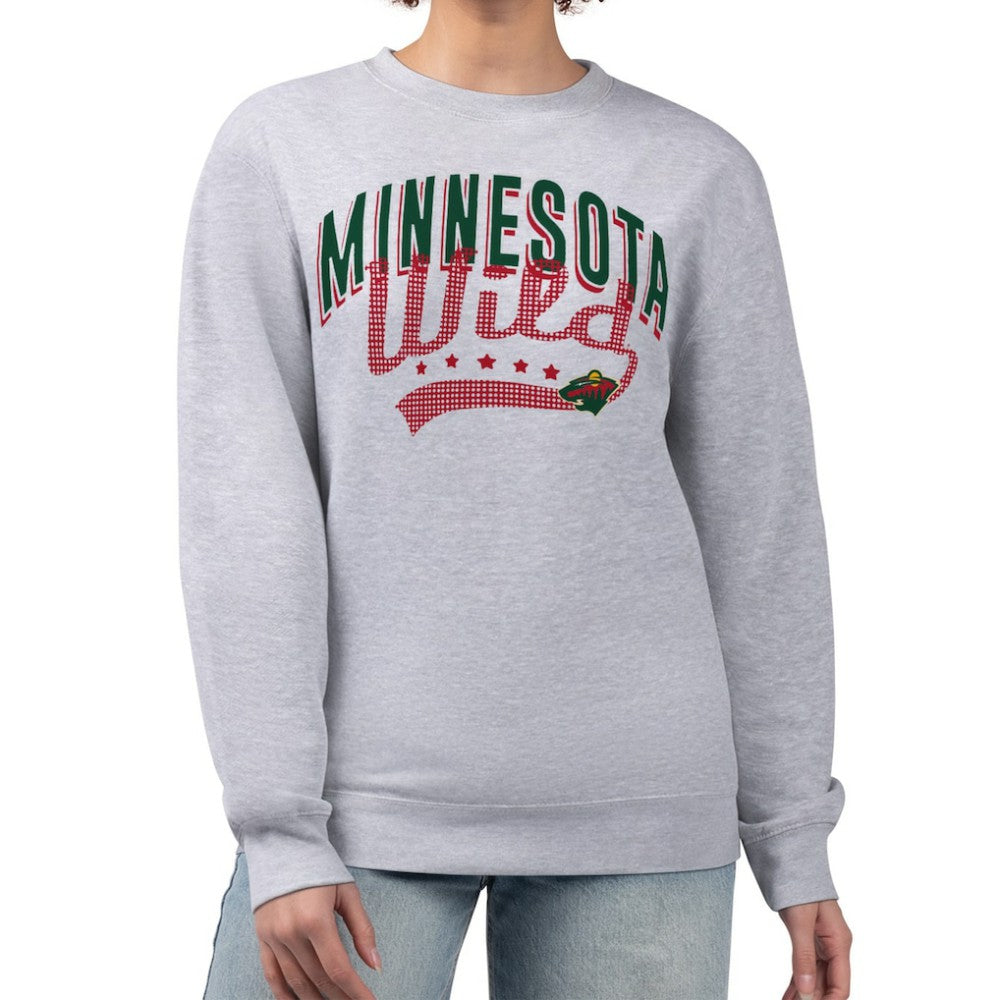 Minnesota Wild G-III 4Her by Carl Banks Women's Filigree Team Graphic Fleece Pullover Sweatshirt Heather Gray