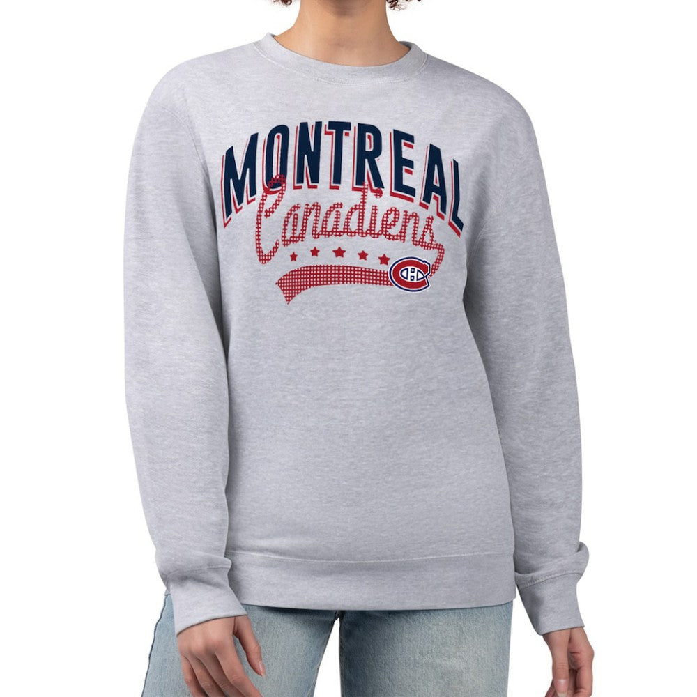 Montreal Canadiens G-III 4Her by Carl Banks Women's Filigree Team Graphic Fleece Pullover Sweatshirt Heather Gray