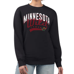 Minnesota Wild G-III 4Her by Carl Banks Women's Filigree Team Graphic Fleece Pullover Sweatshirt Black