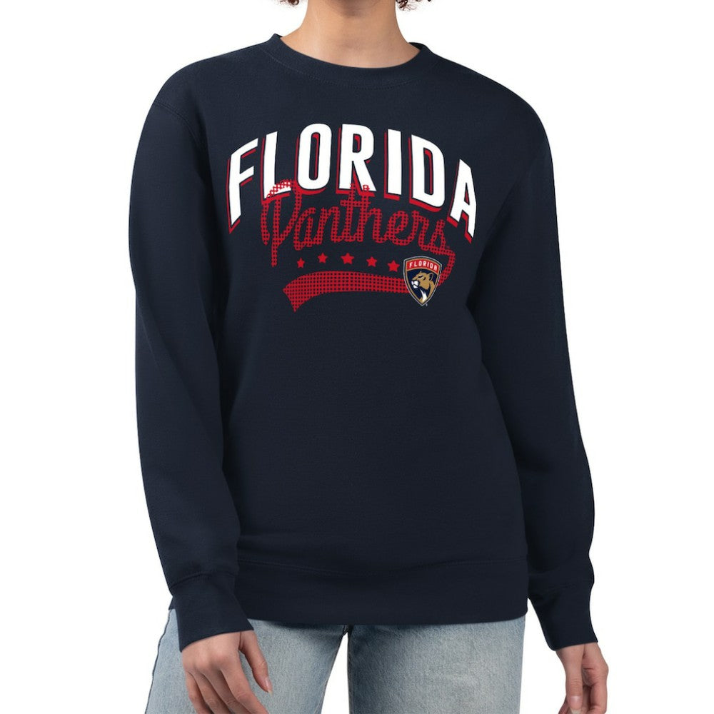 Florida Panthers G-III 4Her by Carl Banks Women's Filigree Team Graphic Fleece Pullover Sweatshirt Navy