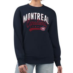 Montreal Canadiens G-III 4Her by Carl Banks Women's Filigree Team Graphic Fleece Pullover Sweatshirt Navy