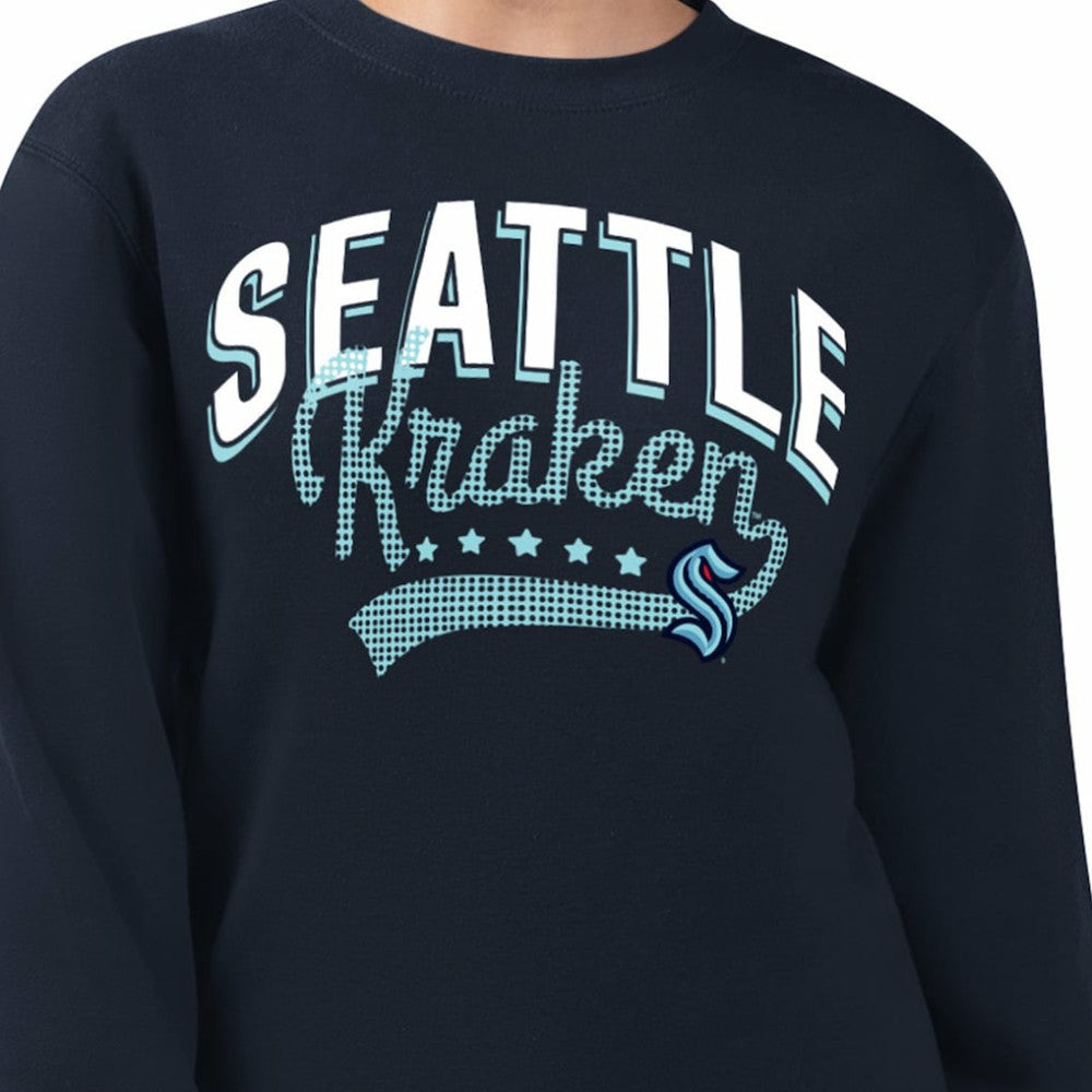 Seattle Kraken G-III 4Her by Carl Banks Women's Filigree Team Graphic Fleece Pullover Sweatshirt Deep Sea Blue