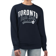 Toronto Maple Leafs G-III 4Her by Carl Banks Women's Filigree Team Graphic Fleece Pullover Sweatshirt Navy
