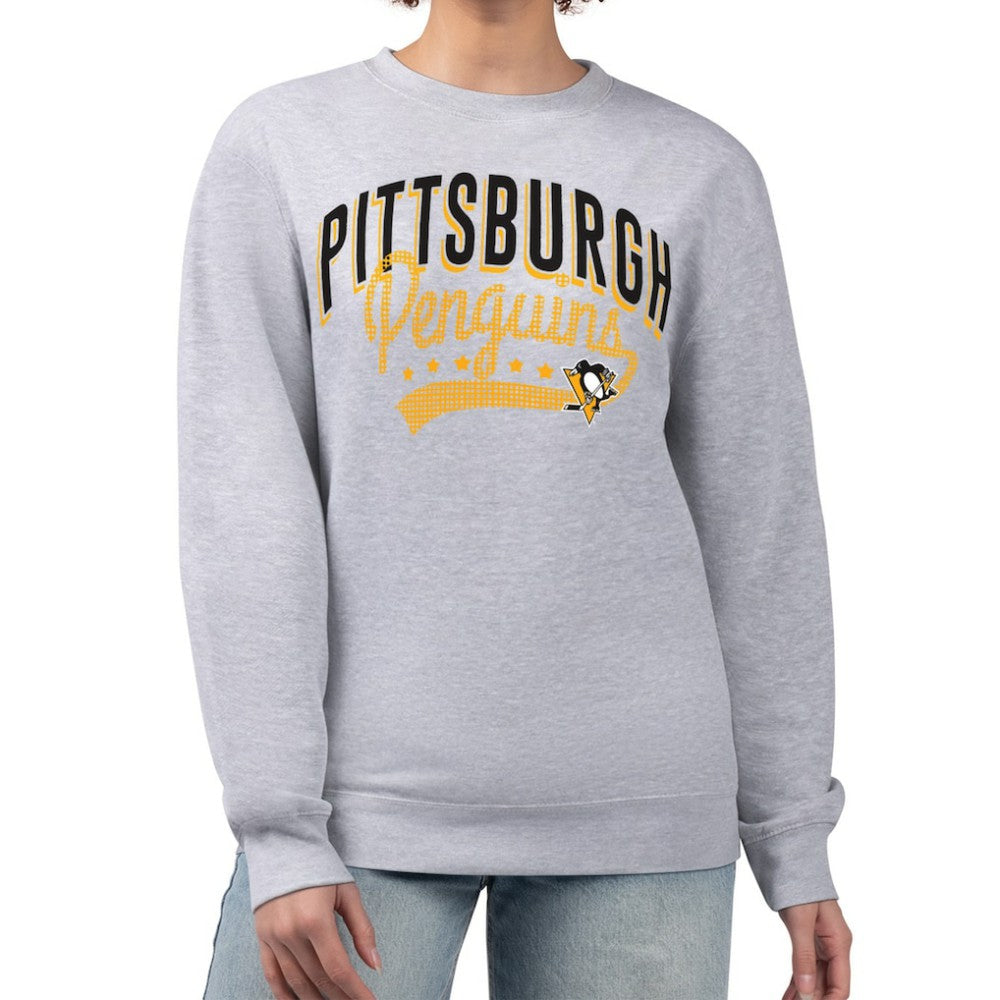 Pittsburgh Penguins G-III 4Her by Carl Banks Women's Filigree Team Graphic Fleece Pullover Sweatshirt Heather Gray