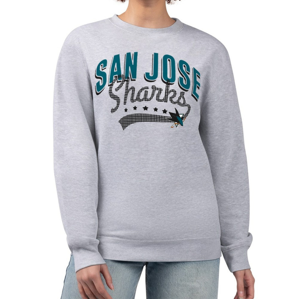 San Jose Sharks G-III 4Her by Carl Banks Women's Filigree Team Graphic Fleece Pullover Sweatshirt Heather Gray