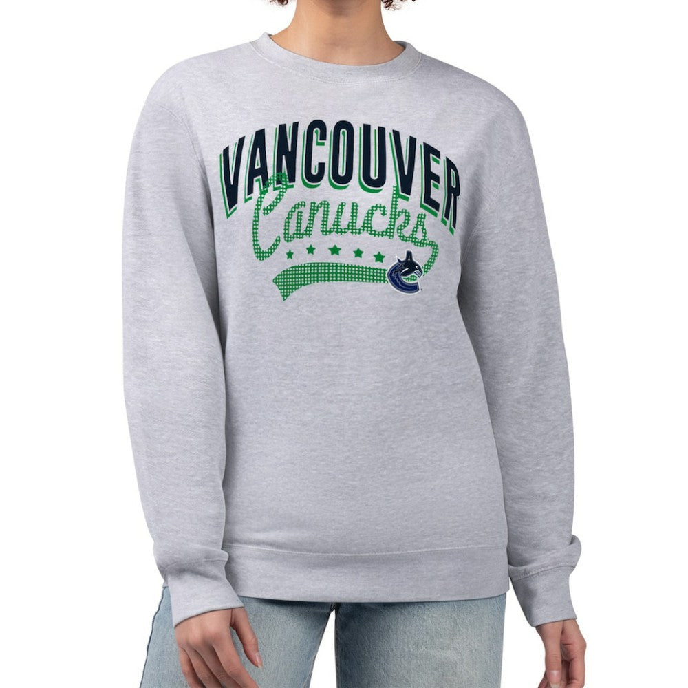Vancouver Canucks G-III 4Her by Carl Banks Women's Filigree Team Graphic Fleece Pullover Sweatshirt Heather Gray