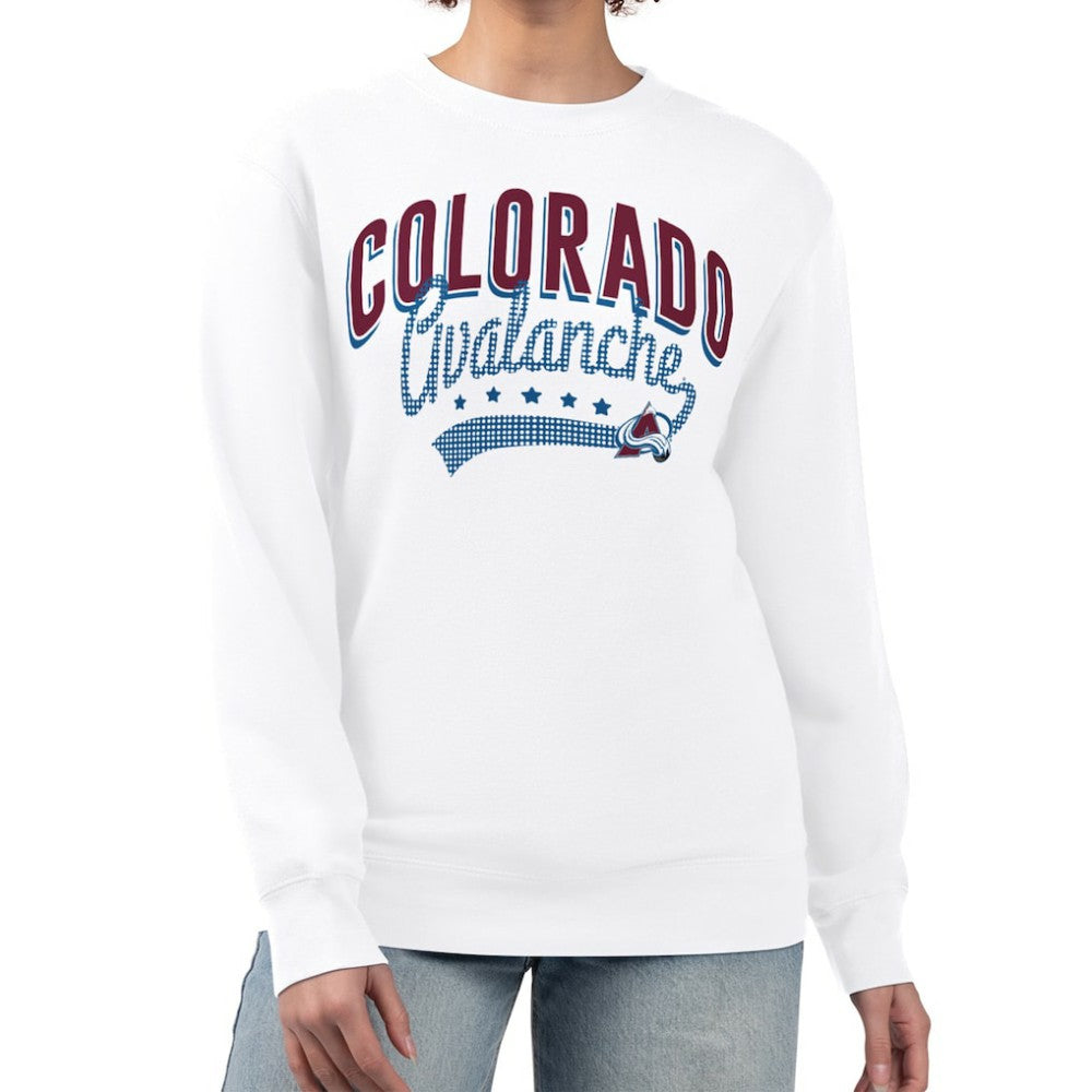 Colorado Avalanche G-III 4Her by Carl Banks Women's Filigree Team Graphic Fleece Pullover Sweatshirt White