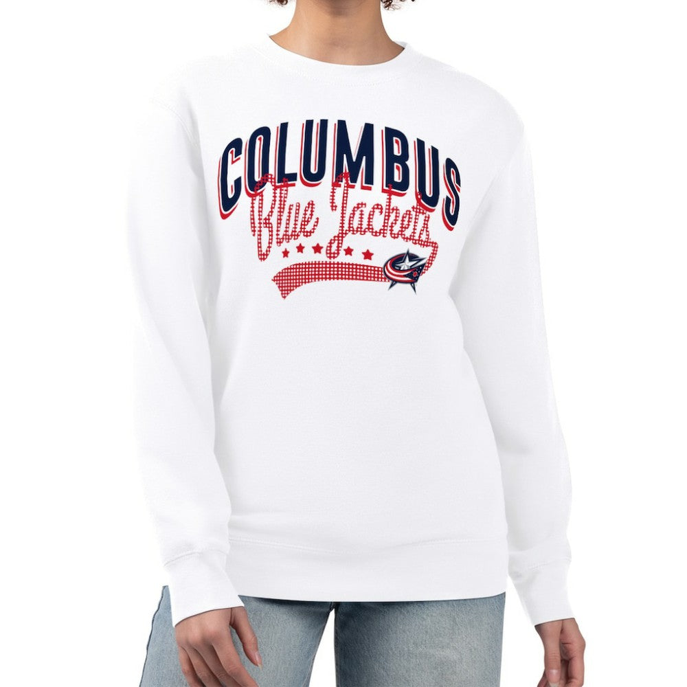 Columbus Blue Jackets G-III 4Her by Carl Banks Women's Filigree Team Graphic Fleece Pullover Sweatshirt White