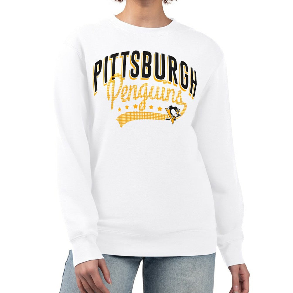 Pittsburgh Penguins G-III 4Her by Carl Banks Women's Filigree Team Graphic Fleece Pullover Sweatshirt White