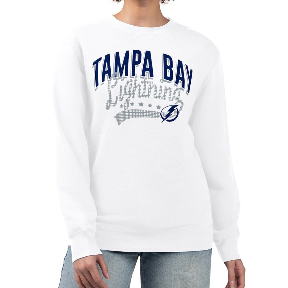 Tampa Bay Lightning G-III 4Her by Carl Banks Women's Filigree Team Graphic Fleece Pullover Sweatshirt White