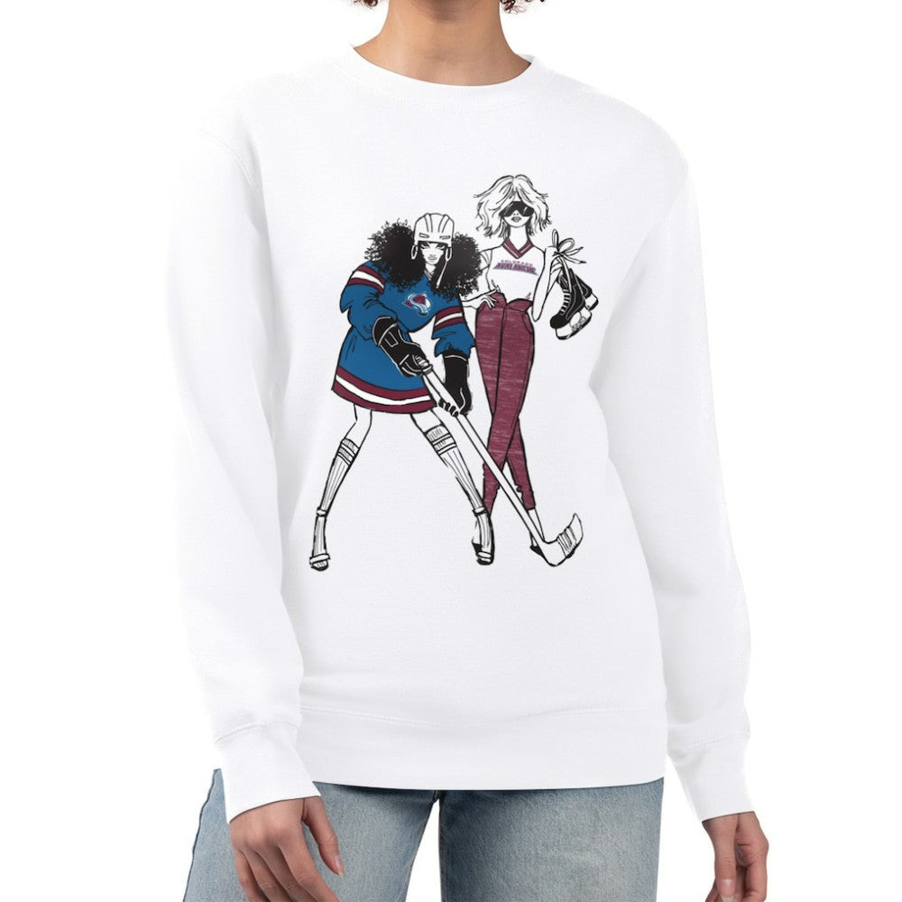 Colorado Avalanche G-III 4Her by Carl Banks Women's Hockey Girls Team Graphic Fleece Pullover Sweatshirt White