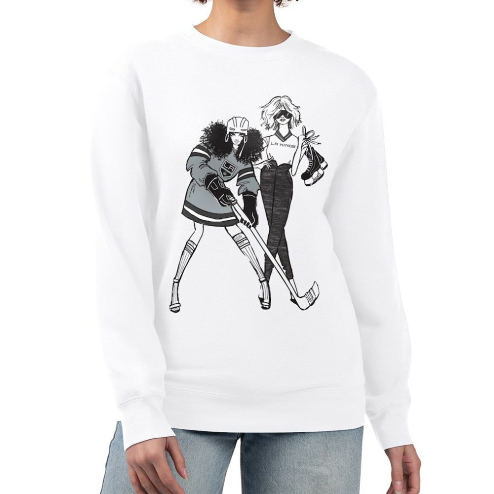 Los Angeles Kings G-III 4Her by Carl Banks Women's Hockey Girls Team Graphic Fleece Pullover Sweatshirt White